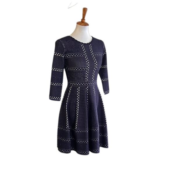Driscoll Fit & Flare Knit Skater Dress, Navy/White Small - Picture 1 of 5